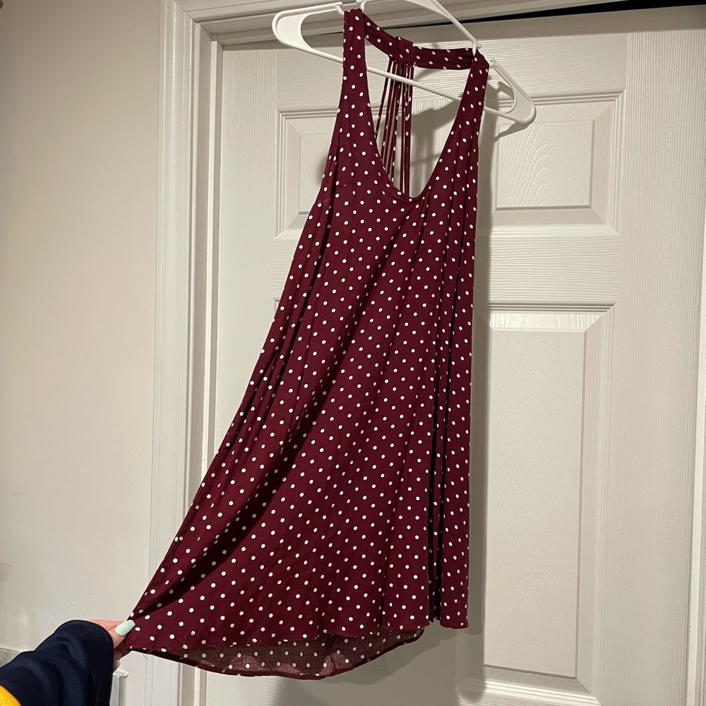 Burgundy and White Polka Dot Sundress